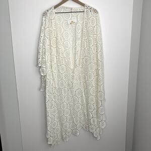 Marie Oliver White Alix Wrap Boho Coverup Cardigan Womens One Size Kaftan